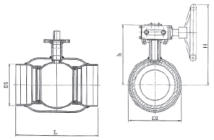 Схема для Стандартнопроходной приварной шаровой кран, DN250