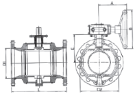 Схема для Стандартнопроходной фланцевый шаровой кран, DN500