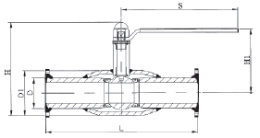 Схема для Полнопроходной фланцевый шаровой кран, DN15