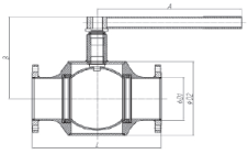 Схема для Полнопроходной фланцевый шаровой кран, DN150