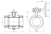 Схема для Полнопроходной фланцевый шаровой кран, DN400