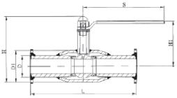 Схема для Кран фланцевый, редуцированный DN32, DN40, DN50: Фланцевый, редуцированный шаровой кран 15 20 25 32 40 50