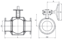 Схема для Полнопроходной фланцевый шаровой кран, DN200