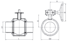 Схема для Полнопроходной приварной шаровой кран, DN300