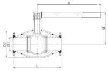 Схема для Полнопроходной фланцевый шаровой кран, DN125