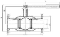 Схема для Стандартнопроходной фланцевый шаровой кран, DN125