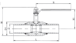 Схема для Кран приварной, редуцированный DN15, DN20, DN25: Приварной, редуцированный шаровой кран 15 20 25 32 40 50