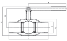 Схема для Стандартнопроходной приварной шаровой кран, DN125