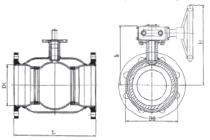 Схема для Стандартнопроходной фланцевый шаровой кран, DN300